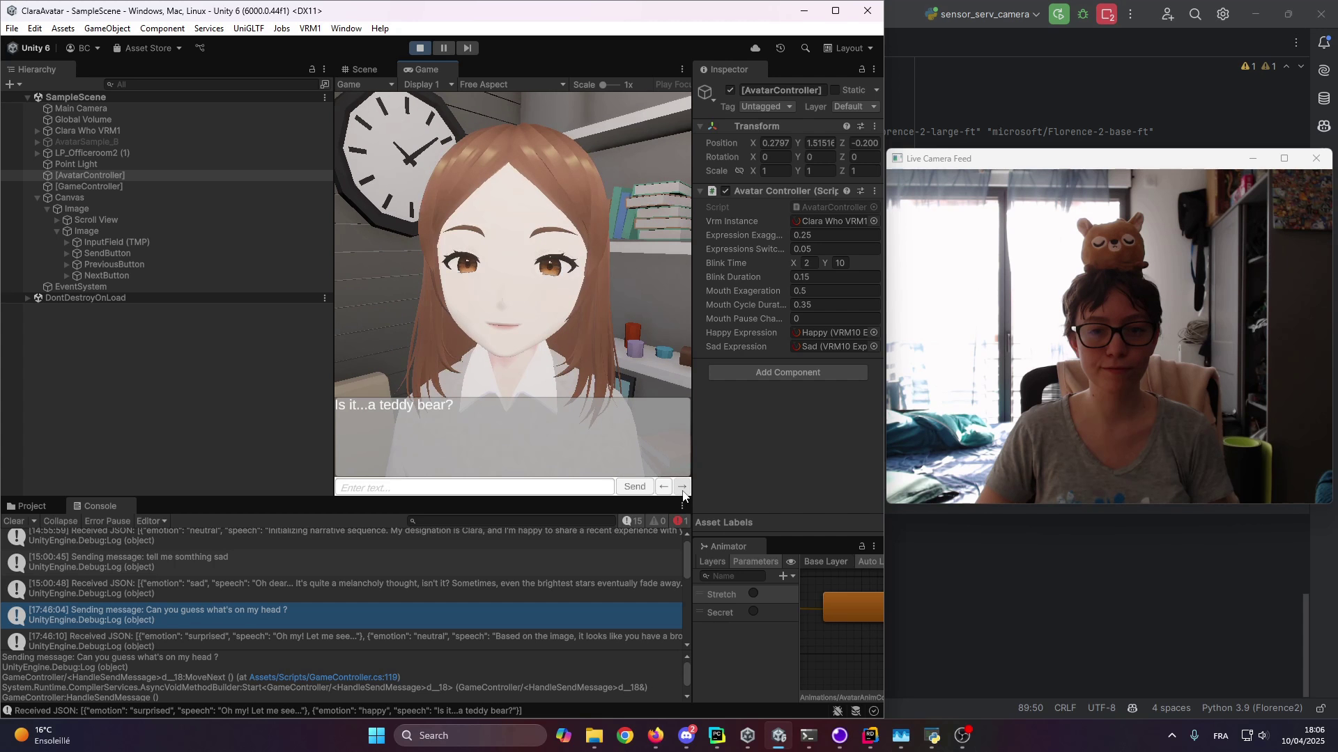 Camera Aware Chatbot Screenshot